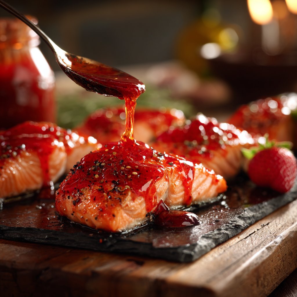 Spicy Strawberry-Sriracha Glaze for Salmon