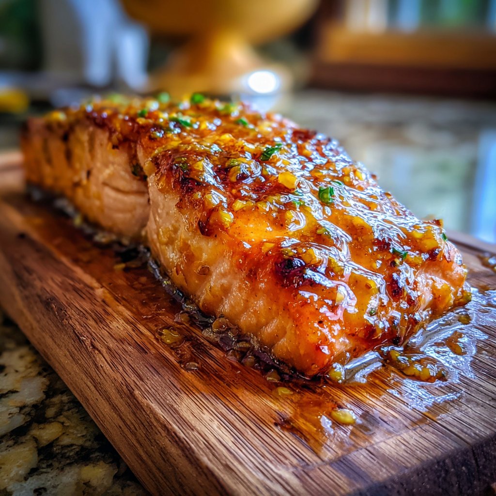 Peach Mustard Glazed Salmon